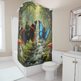 Cortina De Ducha Enchanted Forest elf butterfly rider shower curtai