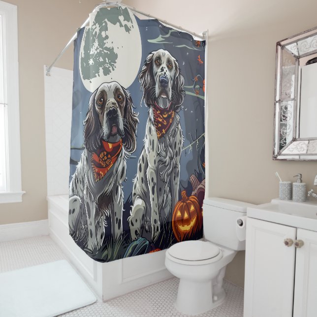Cortina De Ducha English Setter Halloween Spooky (In situ)