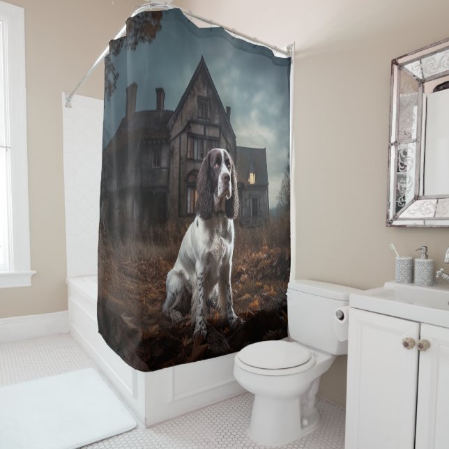 Cortina De Ducha English Springer Spaniel Halloween Aterrador (In situ)