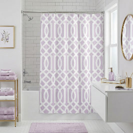 Cortina De Ducha Enrejado de Lila Morado y Blanco | Colores Editabl