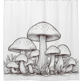 Cortina De Ducha Esbozo de hongos