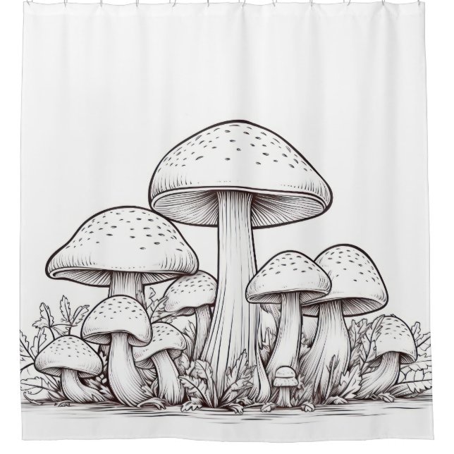 Cortina De Ducha Esbozo de hongos (Anverso)