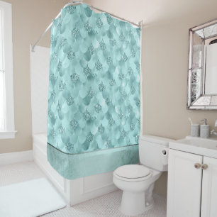 Cortina De Ducha Escala de lujo de Sirena Mint Seafoam Green Aqua