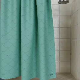 Cortina De Ducha Escalas de Sirena Verde Mar Aquamarina