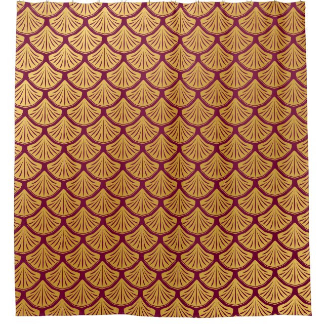 Cortina De Ducha Escalas de sirenas Art Deco - Magenta (Anverso)