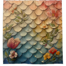 Cortina De Ducha "Escalas de Sirenas de Ombre Floral"