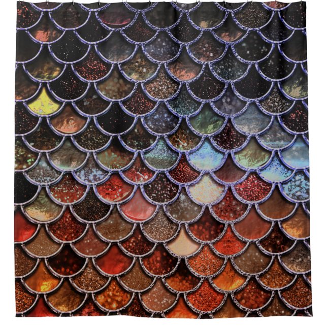 Cortina De Ducha Escalas de sirenas de Purpurina de lujo terrestre (Anverso)