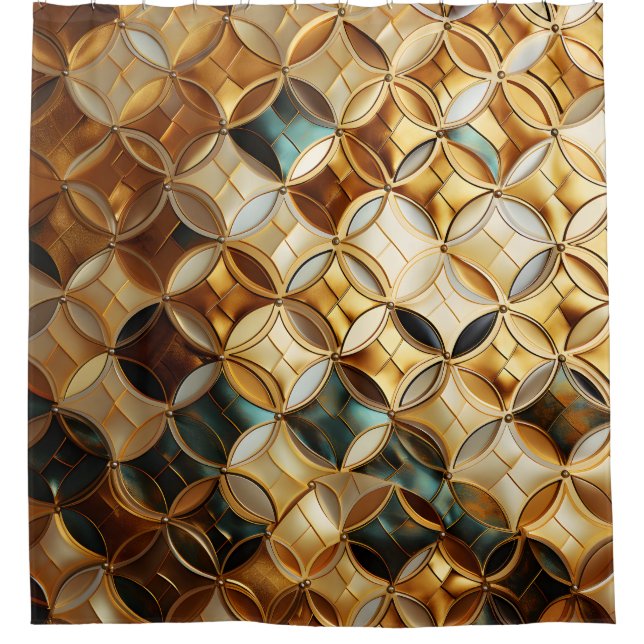 Cortina De Ducha "Escalas de Sirenas Majestuosas de Arte Deco" (Anverso)