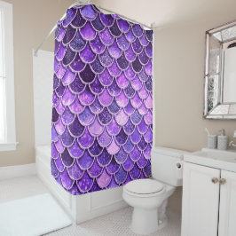 Cortina De Ducha Escalas ultravioletas de la sirena del purpurina