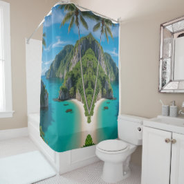 Cortina De Ducha "Escape al paraíso: ensenada tropical"