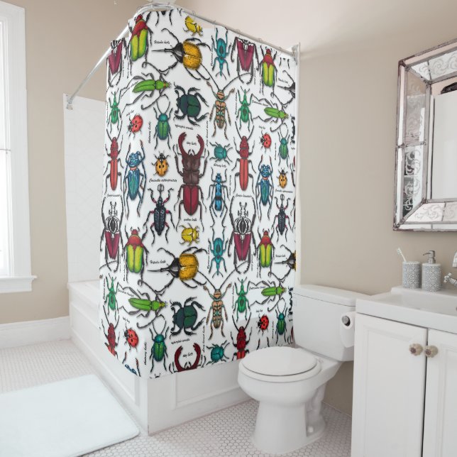 Cortina De Ducha Escarabajos blancos (In situ)