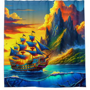 Cortina De Ducha Escena de Artsy Ship