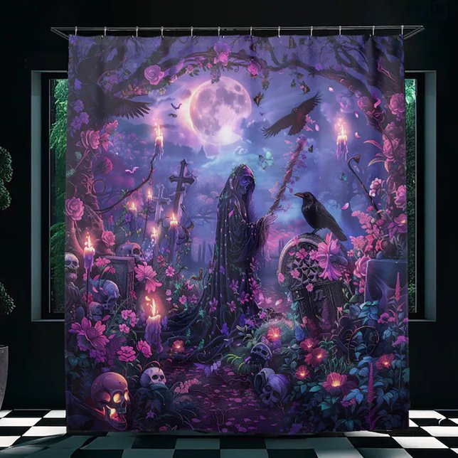 Cortina De Ducha Escena de cementerio iluminada por luna (Subido por el creador)