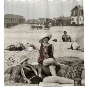 Cortina De Ducha ESCENA de la PLAYA del VINTAGE - los años 20