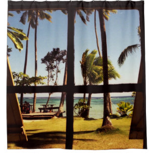 Cortina De Ducha Escenario tropical de la playa de Fiyi