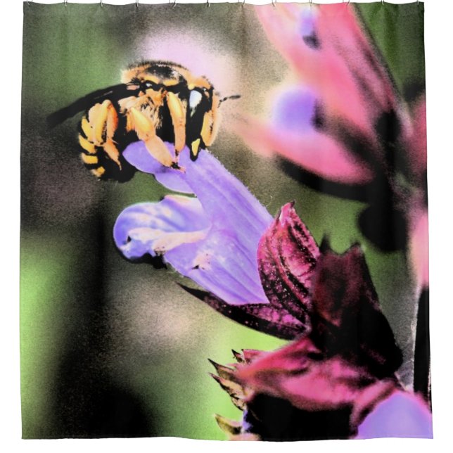 Cortina De Ducha Escnm de abeja y flor (Anverso)