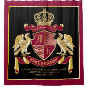 Cortina De Ducha Escudo personalizado de armas rojo águila dorada 