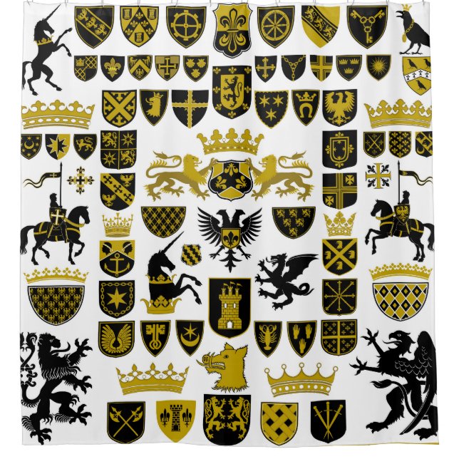 Cortina De Ducha Escudos herálicos, diseños simbólicos. (Anverso)