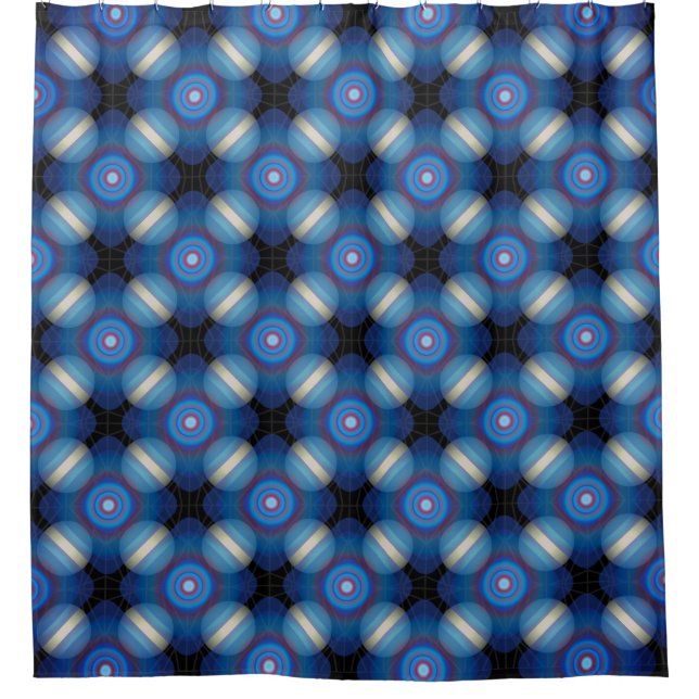 Cortina De Ducha Espacio Geométrico Azul (Anverso)