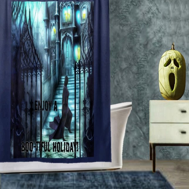 Cortina De Ducha Espectador En Los Pasos (Shower in creepy style, with this Spectre On The Steps Shower Curtain!)