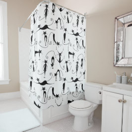 Cortina De Ducha Espinoso patrón de gato negro