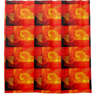 Cortina De Ducha Espiral antigua gruñida - rojo naranja