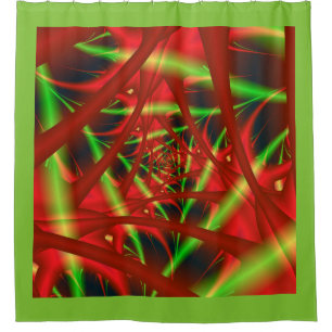 Cortina De Ducha Espiral de red neuronal roja y verde