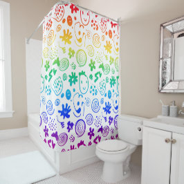 Cortina De Ducha Espirales divertidas de color arcoiris se enfrenta