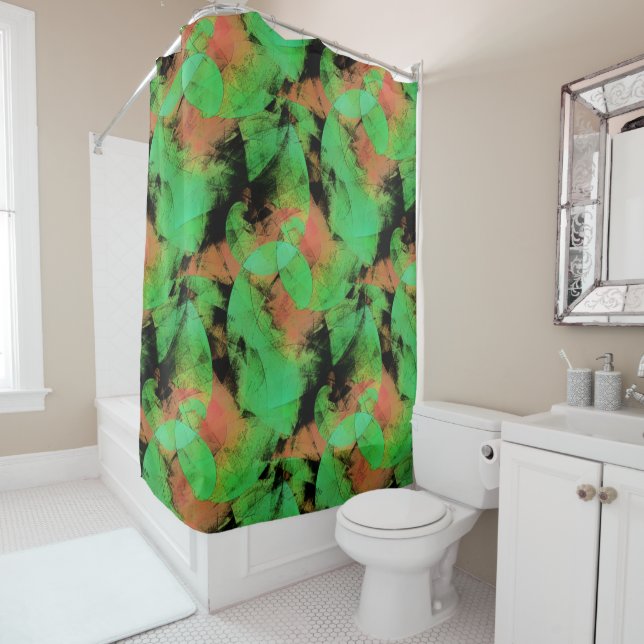 Cortina De Ducha Espirales verdes de salmón texturadas y chismosas  (In situ)