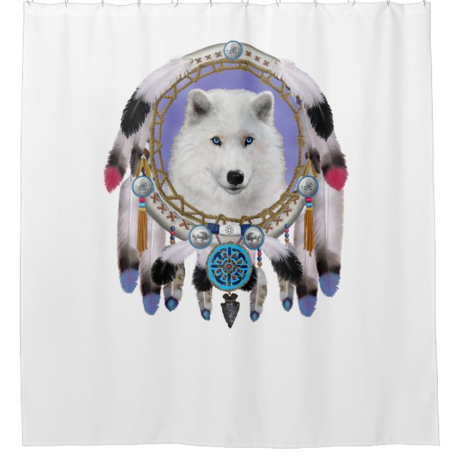 Cortina De Ducha Espíritu de lobo indio nativo (Anverso)