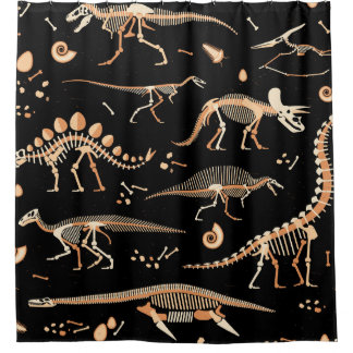 Cortina De Ducha Esqueletos de dinosaurios, fósiles, patrón vintage