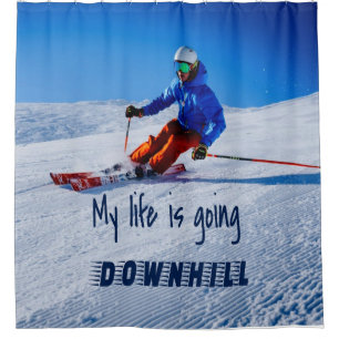 Cortina De Ducha Esquí de nieve divertida y motivacional