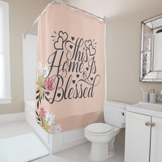 Cortina De Ducha Esta Casa Es Bendecida. | Floral (In situ)