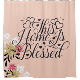 Cortina De Ducha Esta Casa Es Bendecida. | Floral