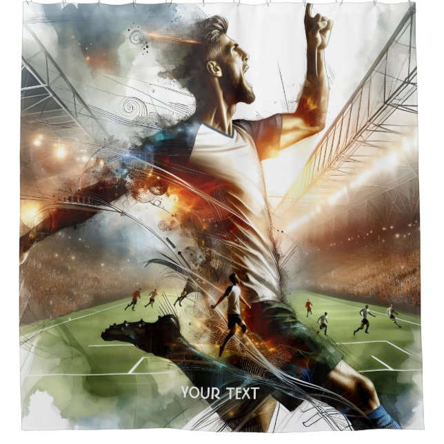 Cortina De Ducha Estadio Fantasy Cute Soccer Player (Anverso)