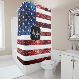 Cortina De Ducha Estados Unidos bandera azul rojo brillante purpuri