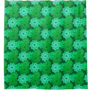 Cortina De Ducha Estampa de kimono floral moderno, esmeralda y verd