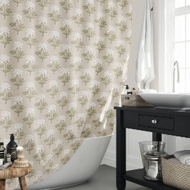 Cortina De Ducha Estampa floral de peonía en bloque vintage beige h