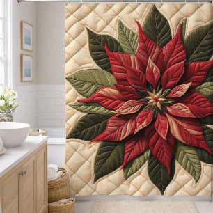 Cortina De Ducha Estampado acolchado Poinsettia Crema