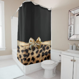 Cortina De Ducha Estampado de animal leopardo guepardo negro y dora