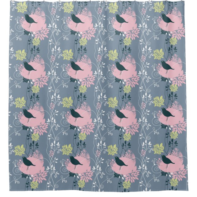 Cortina De Ducha Estampado de flores (Anverso)