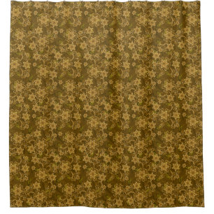 Cortina De Ducha Estampado de flores de oro del vintage