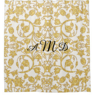 Cortina De Ducha Estampado de flores del oro de la decoración de