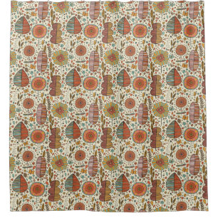 Cortina De Ducha Estampado de flores del verano hecho de hojas