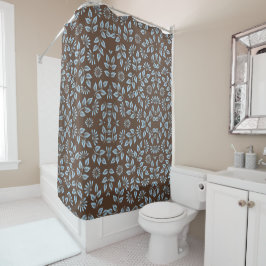 Cortina De Ducha Estampado de hoja marrón y azul / Decoración de ho