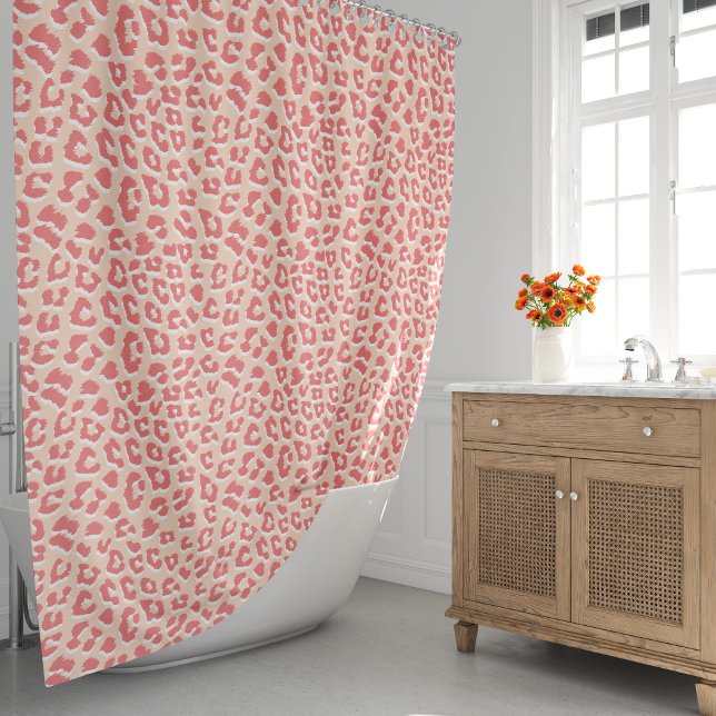Cortina De Ducha Estampado de leopardo blanco coral (Coral Apricot Leopard Print Shower Curtain by Looly Elzayat
)
