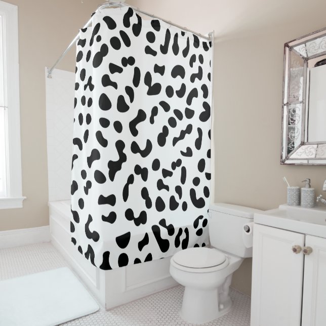 Cortina De Ducha Estampado de leopardo en negro y blanco (In situ)