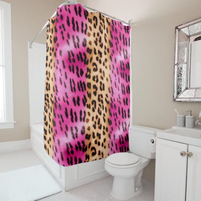 Cortina De Ducha Estampado de leopardo en oro rosa (In situ)