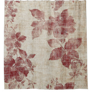 Cortina De Ducha Estampado de lino floral con toque rústico (1)