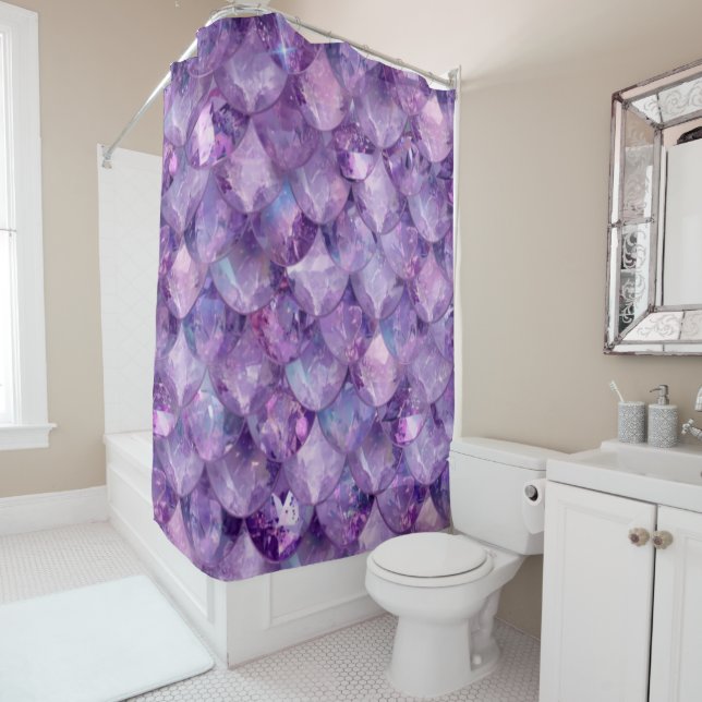 Cortina De Ducha Estampado de Sirena Brillante Morado (In situ)